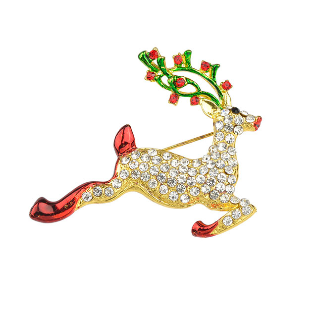 Modischer Weihnachtsschmuck, Weihnachtsgeschenke, bunte Emaille-Brosche mit niedlichem Hirsch 