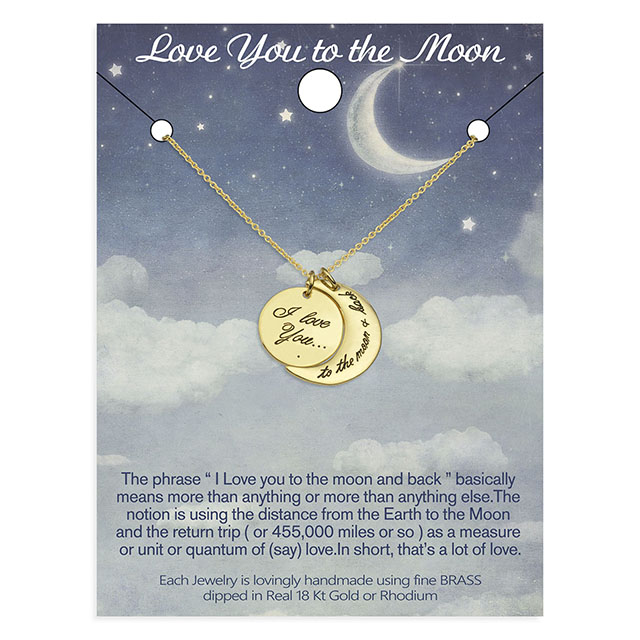 „I Love You to The Moon and Back“-Halskette, Silber vergoldet, Mond-Anhänger-Halskette, Schmuck, Geschenke für Frauen, Mutter, Ehefrau, Freundin