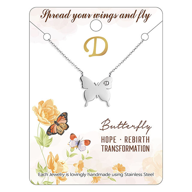 Zierliche Initialen-Schmetterlings-Halskette für Frauen, Edelstahl-Schmetterlings-Anhänger, Buchstaben-Namensketten, personalisierte Initialen-Halskette, Schmetterlingsschmuck, Geschenke 