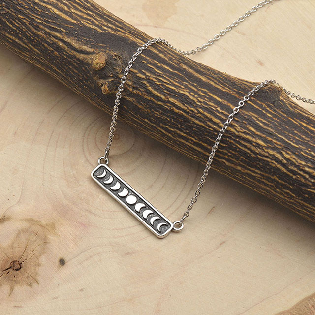 Mondphasen-Halskette für Frauen, versilberte Mond-Halskette, Bar-Halsketten, Mond-Anhänger-Halskette, Charm-Mond-Schmuck, Geburtstagsgeschenke 