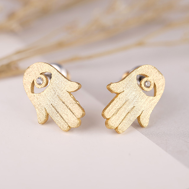 Hamsa- und Auge-Ohrstecker für Mädchen und Frauen, vergoldet, versilbert, Zirkon-Schmuckgeschenke 