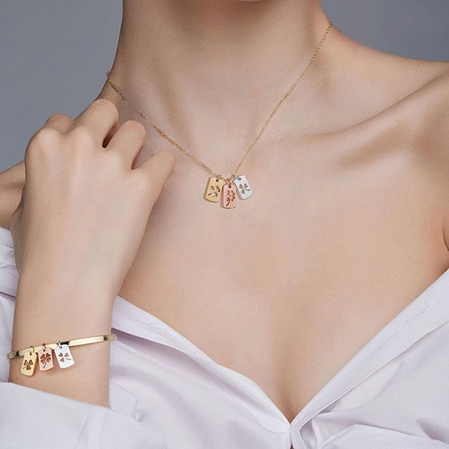 Vierblättriges Kleeblatt-Armband, Glückskleeblatt-Anhänger, Charm-Armreif, Glaube, Hoffnung, Liebe, Glücksarmband für Frauen und Mädchen, personalisiertes Schmuckgeschenk