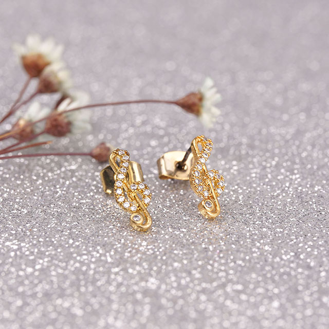 Ohrring mit Musiknoten-Anhänger, Zirkonia, Schmuck, Geschenke für Musikliebhaber 