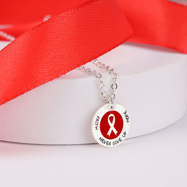 Hilfe, Mut, Stärke, Rot, Überlebender, Band, Halskette, Geschenk für die Pflege von Frauen