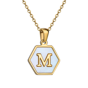 Modischer, exquisiter Edelstahl-Anhänger mit weißer Muschel und 26 englischen Buchstaben, Schmuck, Geschenk