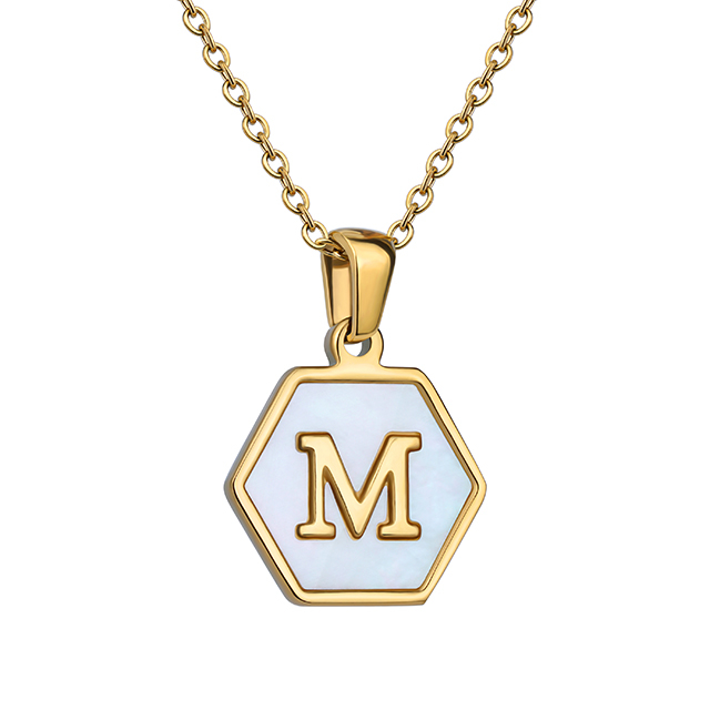 Modischer, exquisiter Edelstahl-Anhänger mit weißer Muschel und 26 englischen Buchstaben, Schmuck, Geschenk