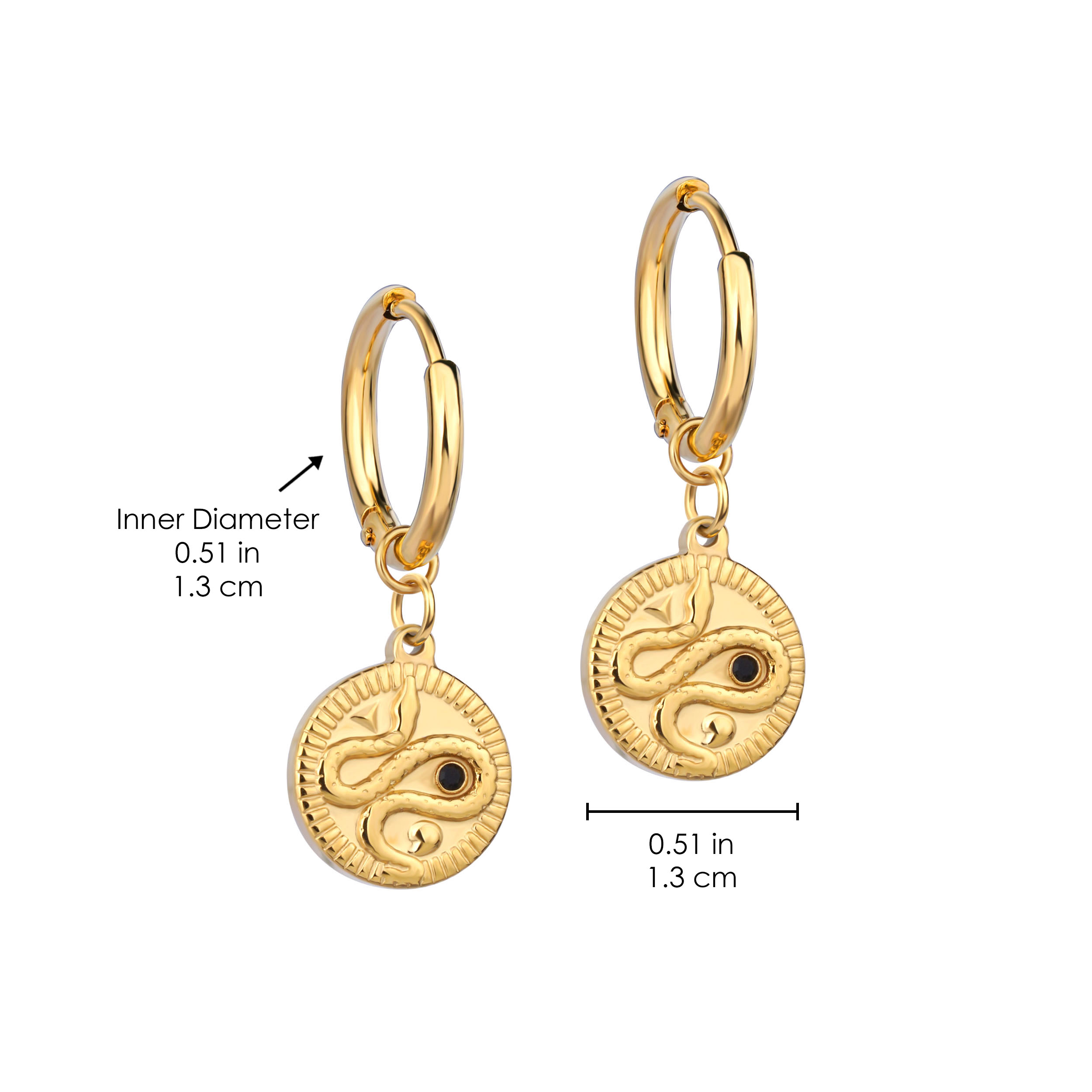 Runder Teller-Schlangenohrring Vintage-Ohrring aus Edelstahl mit Diamant-Münzenform