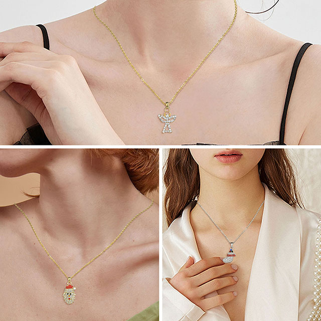 Weihnachts-Kristall-Strass-Emaille-Halskette 