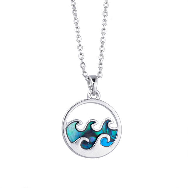 Strand-Halskette für Frauen, Ozeanwelle, Hoop-Tropfen-Halskette, baumelnde Boho-Mode-Sommer-Halskette, hawaiianischer Schmuck, Geschenk 