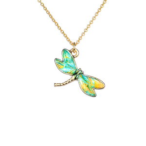 Bunte Libellen-Halskette, handbemalte Libellen-Halsketten für Frauen, zierliche süße Libellen-Charm-Schmuck-Anhänger-Halskette 