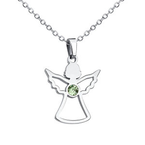 Geburtsstein-Engel-Halskette für Frauen, Edelstahl-Engelsflügel-Halskettenanhänger, niedliche Kristall-Schutzengel-Halsketten für Frauen und Mädchen, Geburtsstein-Halskette, Schmuck, Geburtstagsgeschenke 