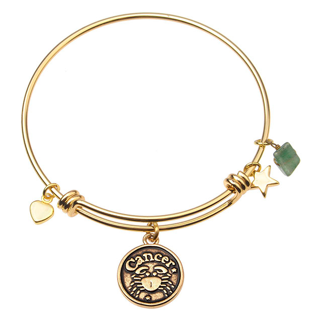 Sternzeichen-Armband für Frauen, Retro-Sternbild-Zeichen, erweiterbarer Armreif, runde Scheibe, Astrologie-Armband, Edelstein-Herz, Stern-Charms, Armbänder, Mädchen-Schmuck, Geschenk