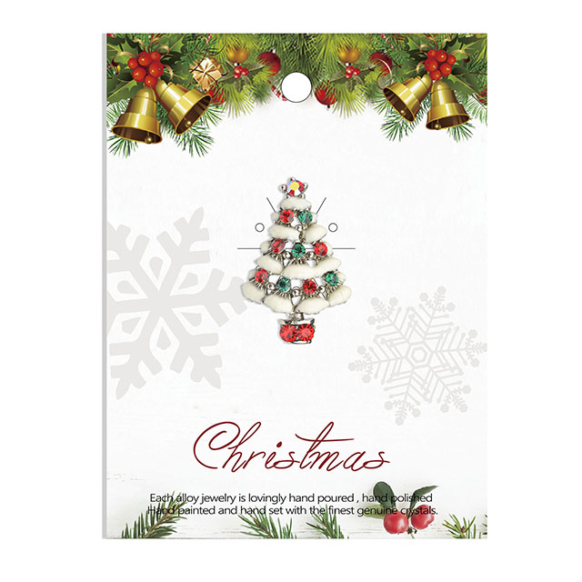 Weihnachtsbaum-Brosche, Kristall-Strass-Emaille-Perlenbrosche