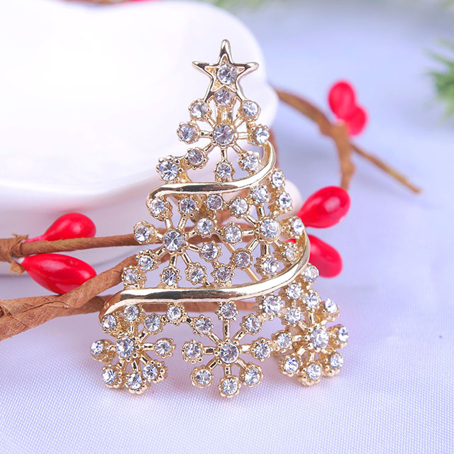 Weihnachtsbaum-Brosche für Damen und Mädchen, Kristall-Strass-Emaille-Perlenbroschen und Anstecknadeln, Vintage-Weihnachtsbrosche