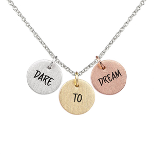 Inspirierende Scheiben-Halskette, goldversilbert, zierliche Halsketten mit personalisierten Zitaten, gravierte Scheiben-Anhänger-Halskette, Ermutigungsschmuck, Geschenk 