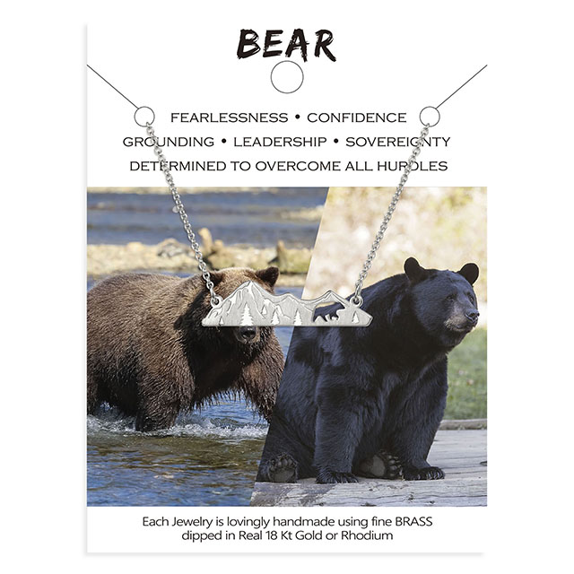 Berg-Halskette für Damen, versilbert, mit Tierausschnitt, Wald, Baum, Gebirge, Anhänger, Halskette, Naturschmuck, Geschenk für Skifahrer, Wanderer, Naturliebhaber