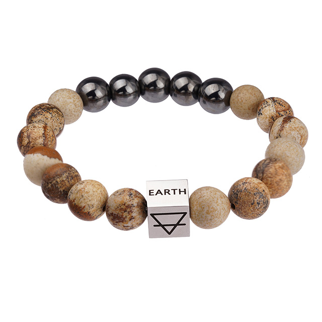 Edelstein-Perlen-Armbänder für Damen, 4-Elemente-Würfel-Kristallstein-Perlen-Stretch-Armbänder 