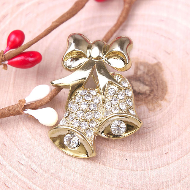 Weihnachts-Brosche für Damen und Mädchen, Kristall-Strass-Broschen und Anstecknadeln, bunte Emaille, niedliche Glocken-Brosche, modischer Weihnachtsschmuck, Urlaubsgeschenke.