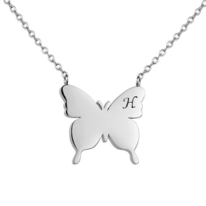 Zierliche Initialen-Schmetterlings-Halskette für Frauen, Edelstahl-Schmetterlings-Anhänger, Buchstaben-Namensketten, personalisierte Initialen-Halskette, Schmetterlingsschmuck, Geschenke 