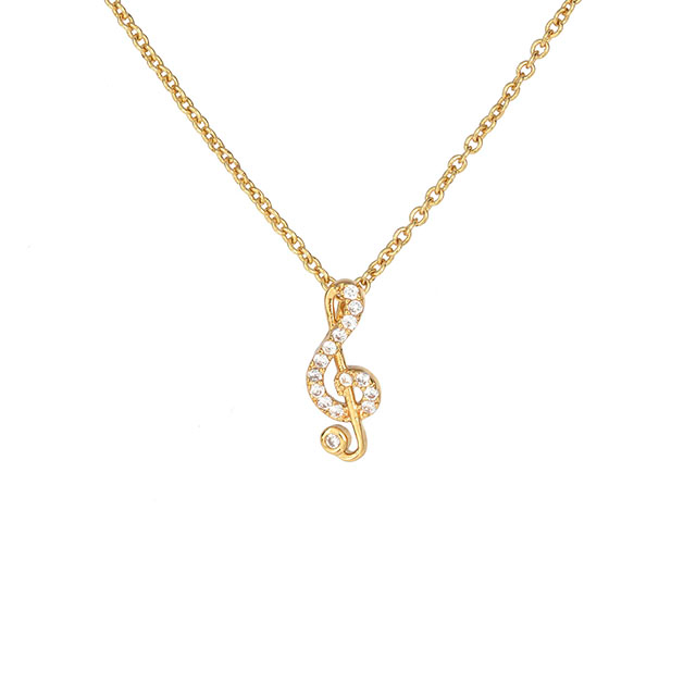 Halskette mit Musiknoten-Anhänger, Zirkonia, Musiknoten-Schmuck, Geschenke 