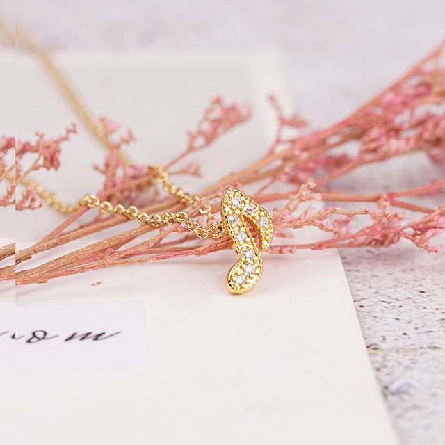 Halskette mit Musiknoten-Anhänger, Zirkonia, Musiknoten-Schmuck, Geschenke 