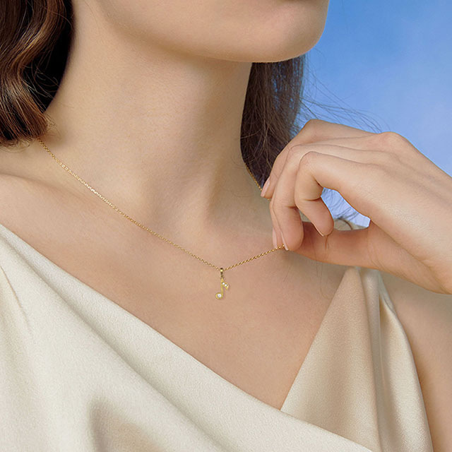 Halskette mit Musiknoten-Anhänger, Zirkonia, Musiknoten-Schmuck, Geschenke für Musikliebhaber, Frauen und Mädchen