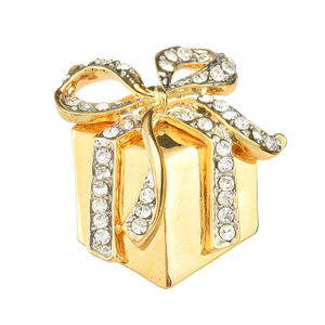 Niedliche Weihnachtsbrosche aus Kristall-Strass-Emaille