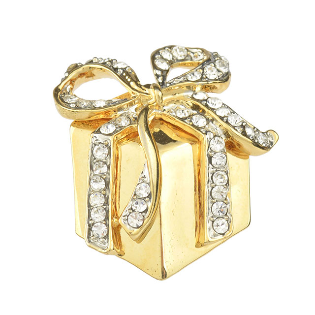 Niedliche Weihnachtsbrosche aus Kristall-Strass-Emaille