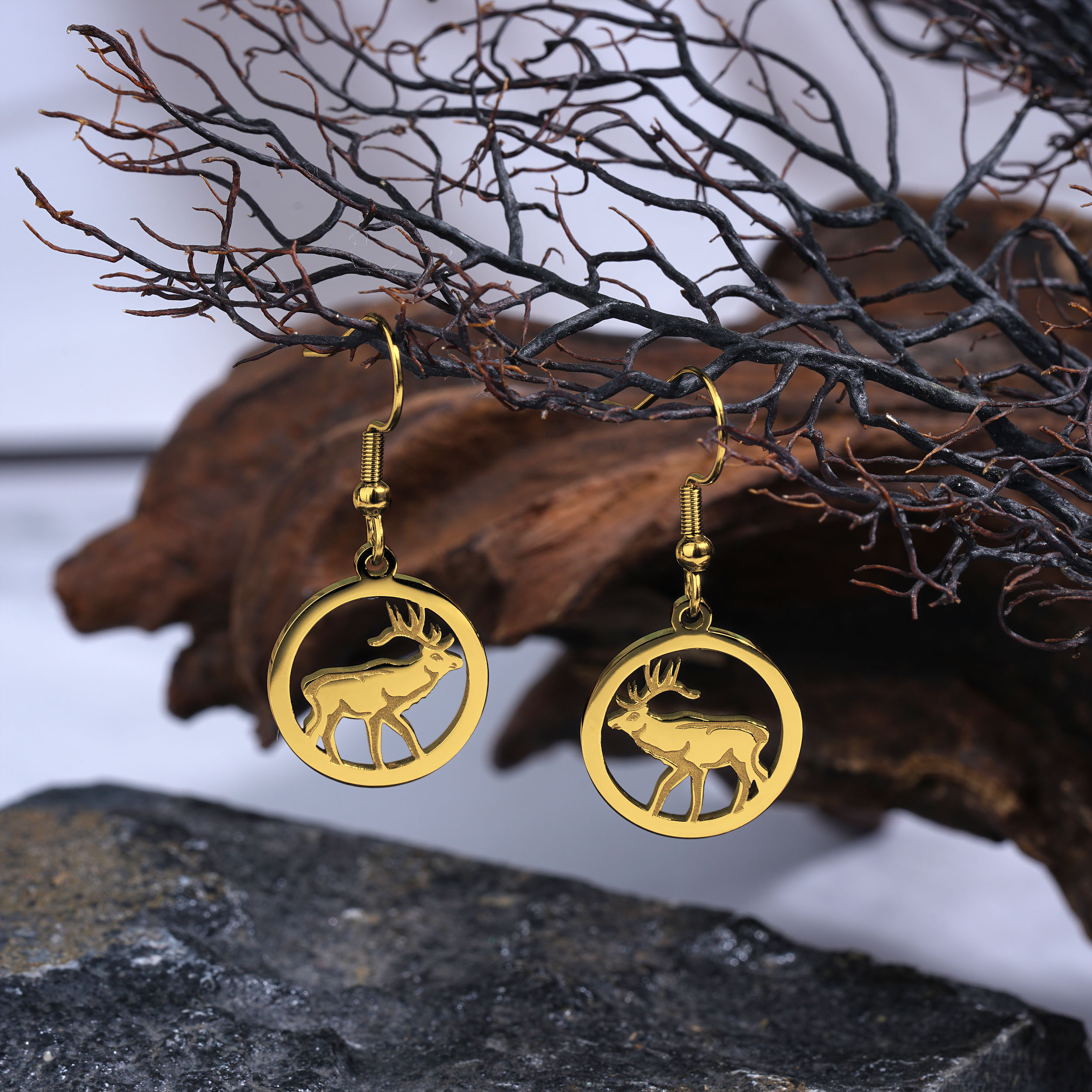 Animal Cutouts Charm Bär Elch Ziege Hirsch Elch Ohrring