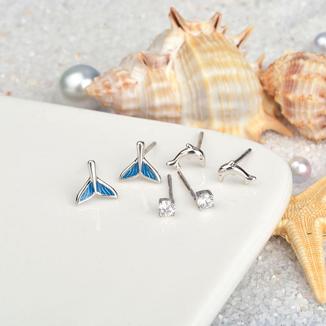 3 Paar Strand-Ohrstecker für Damen, Ohrstecker aus 925er Sterlingsilber