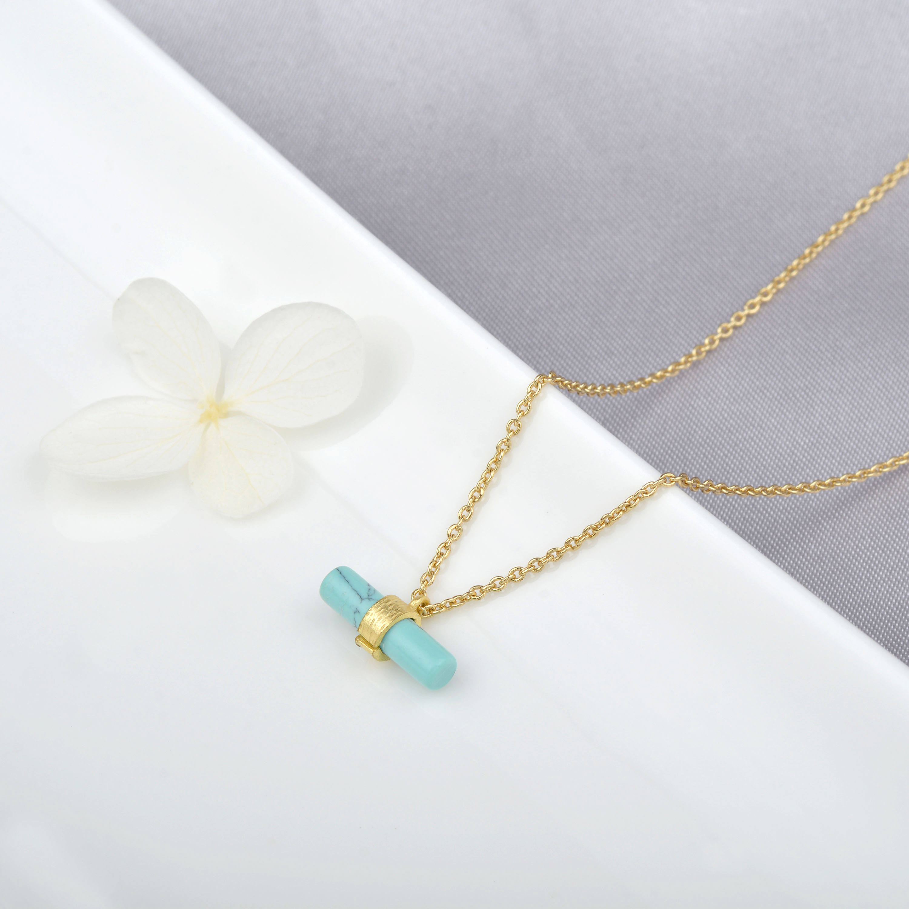 Edelstein-Halskette, säulenförmig, rechteckig, Türkis, Lapislazuli, Schmuck für Mädchen