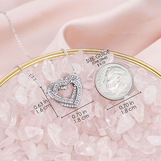 Großhandel zierliche Kristallschmuck-Zirkon-Mehrschicht-Herz-Halskette