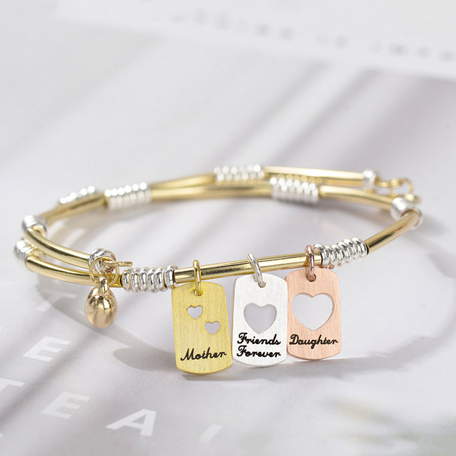 Messingschmuck-Armbänder für Mutter und Tochter mit mehreren Herzanhängern 