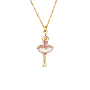 Ballerina-Halskette für Mädchen, handbemalte rosa Ballett-Tänzerin-Halskette 