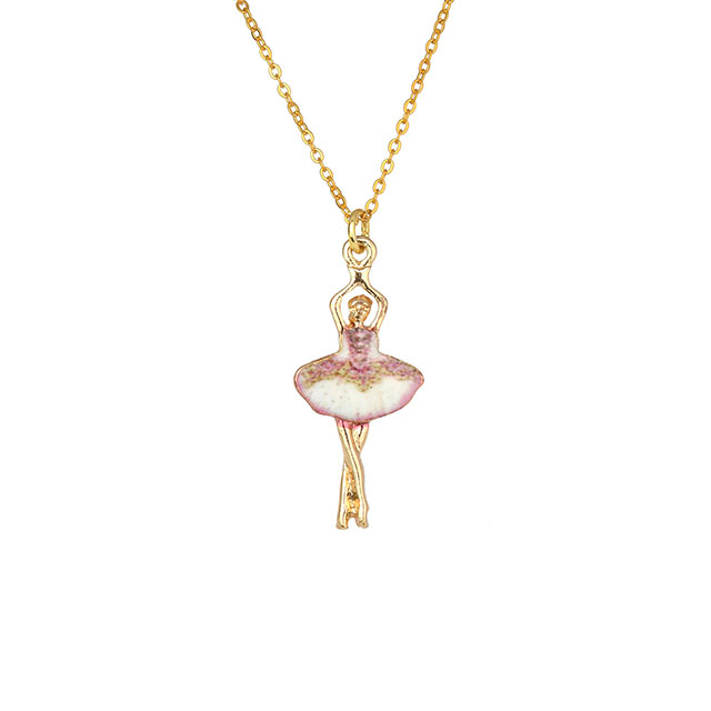 Ballerina-Halskette für Mädchen, handbemalte rosa Ballett-Tänzerin-Halskette 