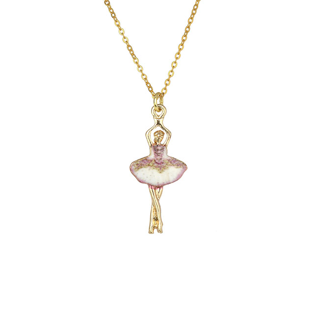 Ballerina-Halskette für Mädchen, handbemalte rosa Ballett-Tänzerin-Halskette 