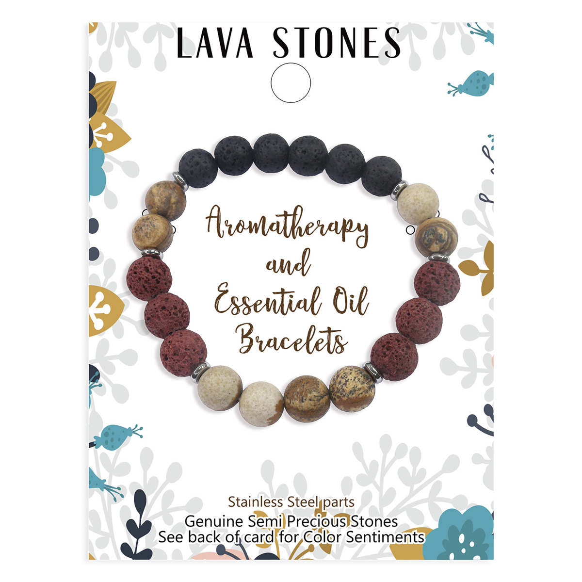 Armbänder mit Aromatherapie und ätherischen Ölen, Lavasteinbild, Jaspis