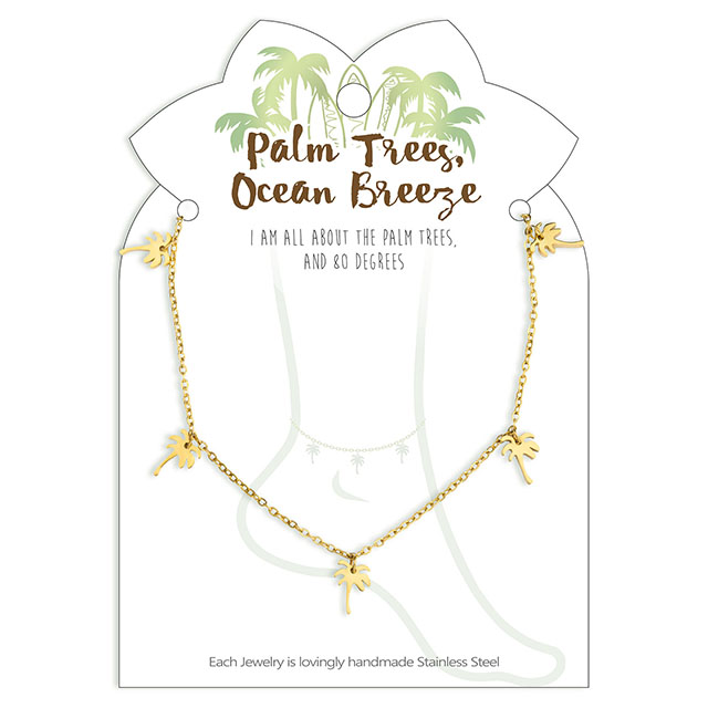Palmen-Fußkettchen für Damen, versilbert, vergoldet, Strand-Knöchelarmbänder, Palmen-Charm-Fußkettchen, verstellbarer Boho-Sommer-Fußschmuck 