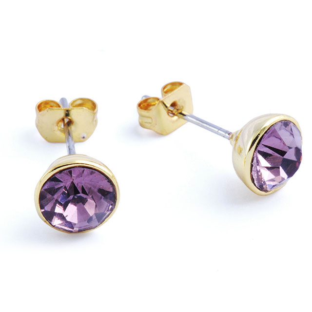 Geburtsstein-Ohrringe für Frauen und Mädchen, hypoallergen, vergoldet, Zirkonia, Edelstein-Ohrstecker, Granat-Amethyst-Ohrringe