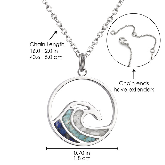 Türkisfarbene Edelstein-Halskette, Ozeanwellen-Bar-Anhänger für Frauen und Mädchen, Surfer, Strand, Schmuck, Geschenke