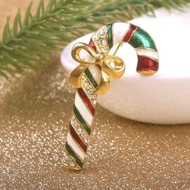 Niedliche Weihnachtsbrosche aus Kristall-Strass-Emaille