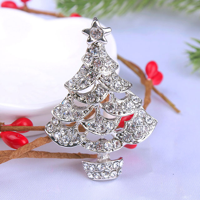 Weihnachtsbaum-Brosche für Damen und Mädchen, Kristall-Strass-Emaille-Perlenbroschen und Anstecknadeln, Vintage-Weihnachtsbrosche