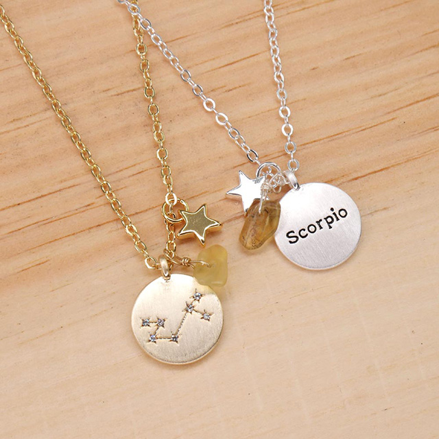 Sternzeichen-Halskette für Frauen, versilbert, zierliche Sternbild-Stern-Halsketten-Anhänger-Charms, silberne runde Scheibe, Sternzeichen-Halsketten für Frauen und Mädchen, Astrologie-Halskette, Schmuck, Geschenk 