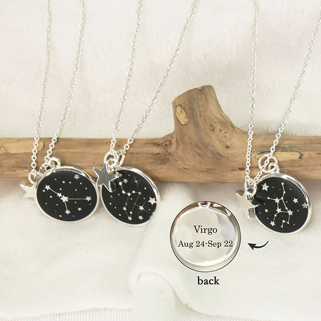 Stern schwarze runde Scheibe Sternzeichen Halsketten Astrologie Halskette Schmuck Geschenk