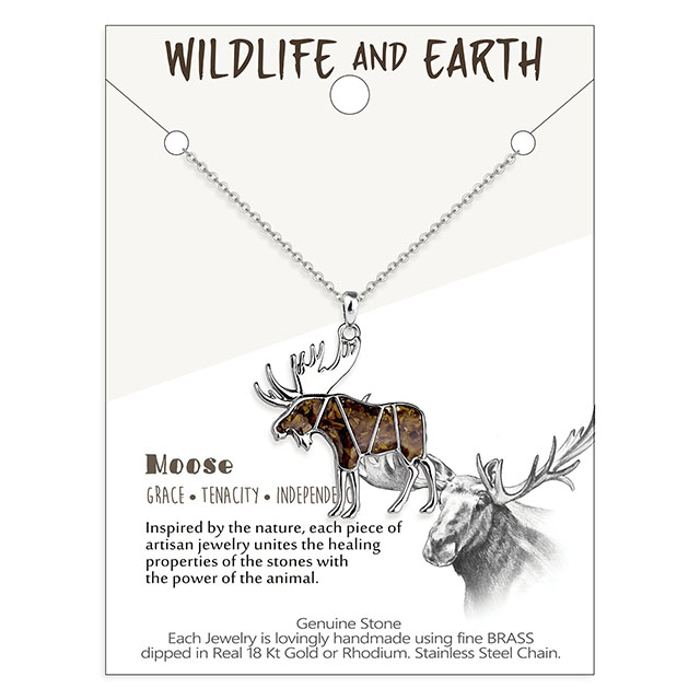 Edelstein-Tier-Halskette, türkisfarbenes Tigerauge, getrommelte Chips, Tier-Anhänger-Halskette, Elch, Ziege, Hirsch, Wildtiere, Natur, Schmuck, Geschenk für Damen und Herren