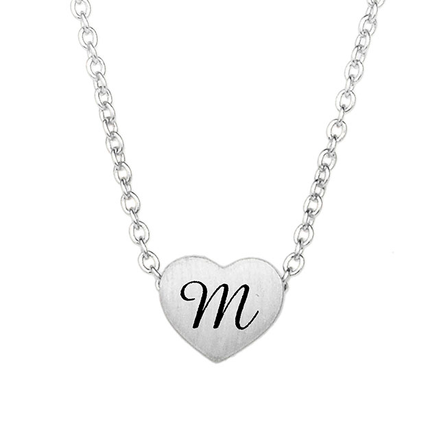 Winzige Initial-Herz-Halskette für Frauen, versilberte AZ-Alphabet-Buchstaben-Halskette, zierliche Herz-Choker-Anhänger-Halskette 