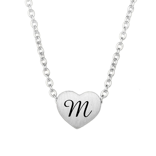 Winzige Initial-Herz-Halskette für Frauen, versilberte AZ-Alphabet-Buchstaben-Halskette, zierliche Herz-Choker-Anhänger-Halskette 