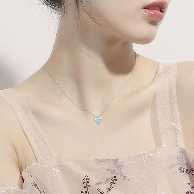 Edelstein-Stab-Halsketten für Damen, vergoldet, versilbert, simulierter Türkis, Halskette, Anhänger, Dreieck, Quadrat, Halsketten, zierliche Halsband-Halskette, Schmuck, Geschenk