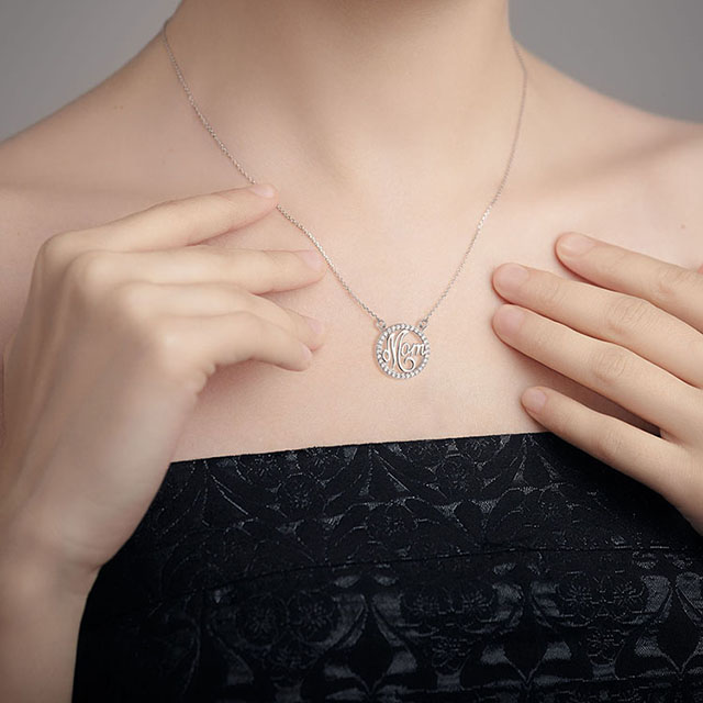 Mutter-Halskette für Frauen, Silber vergoldet, Zirkonia, Kreis-Anhänger-Halskette, Schmuck, Geschenke für Mutter, Ehefrau, Oma, Geburtstag, Muttertag, Muttergeschenke von Tochter, Sohn, Kindern
