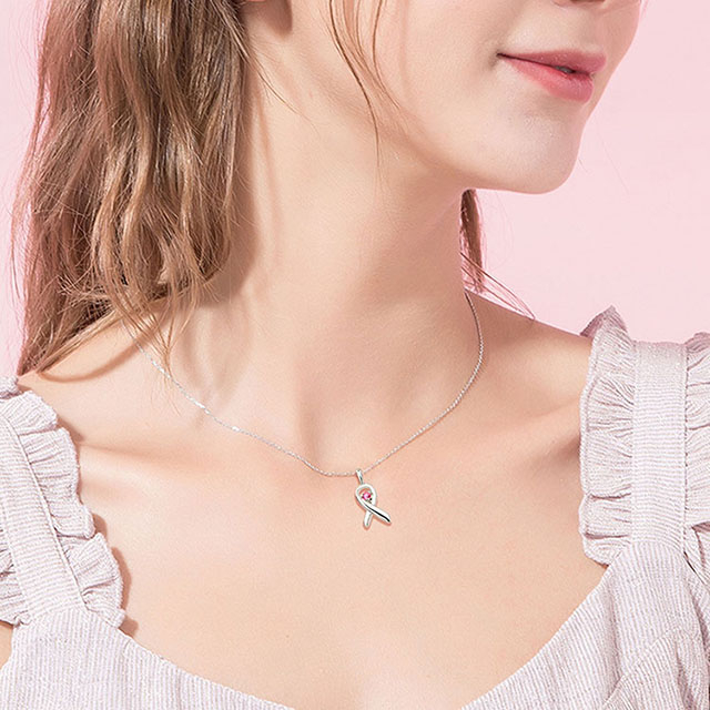 Hilfe, Mut, Stärke, Rot, Überlebender, Band, Halskette, Geschenk für die Pflege von Frauen. Zeigen Sie Liebe und Unterstützung für Frauen.